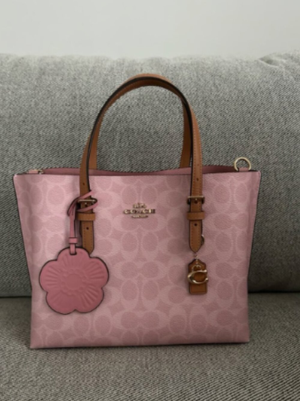 COACH Mollie Tote Bag 25 In Signature（CER24）Powder Pink - Picture 3 of 8